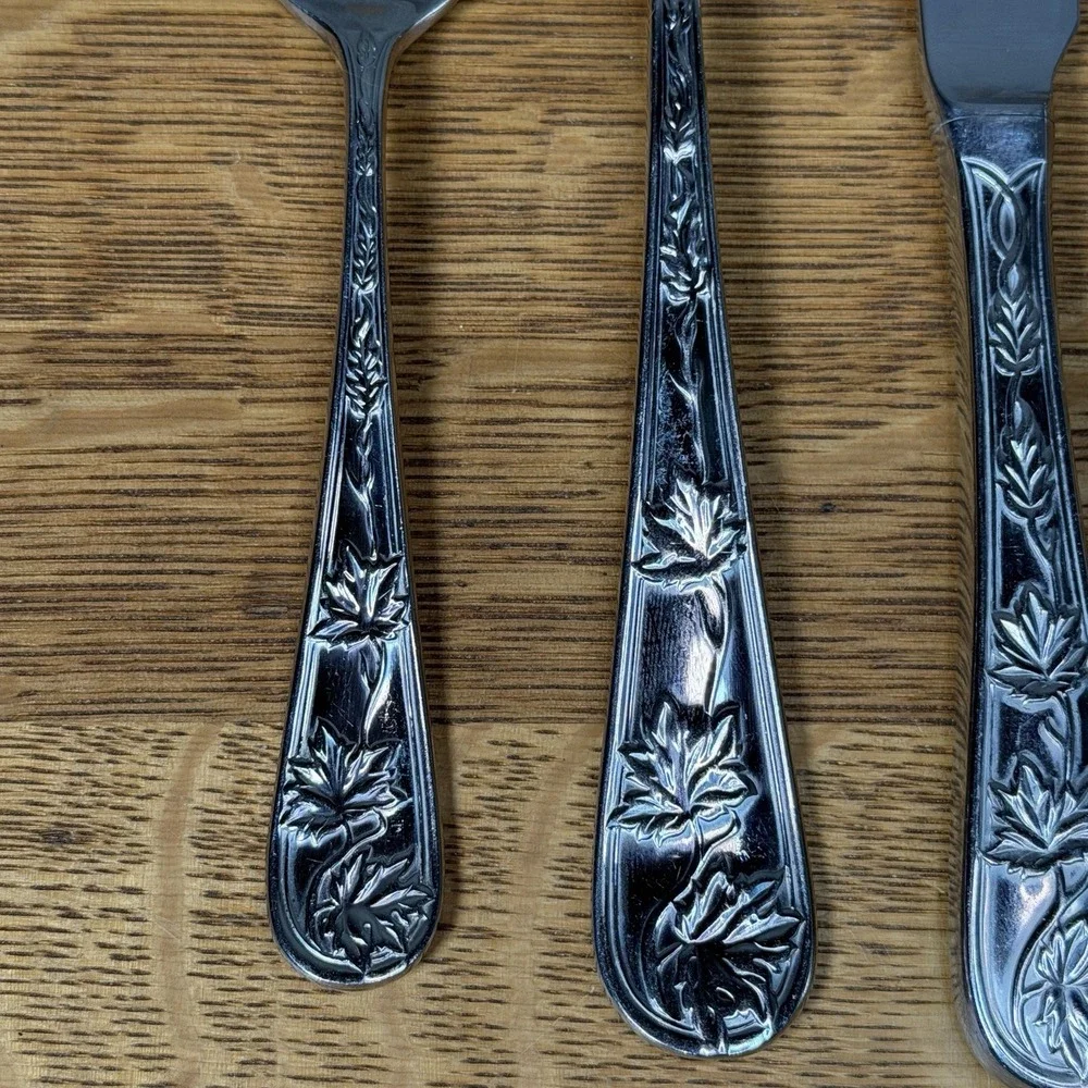 Retroneu Tuileries Leaf Garden Flatware 5 Piece Place Setting Dinner Service